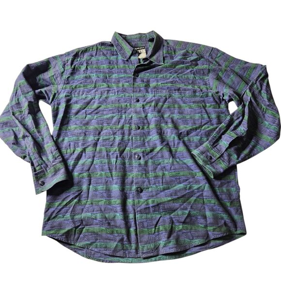 Vintage Jhane Barnes Storm Shirt Men M Whale Print Long Sleeve Pocket